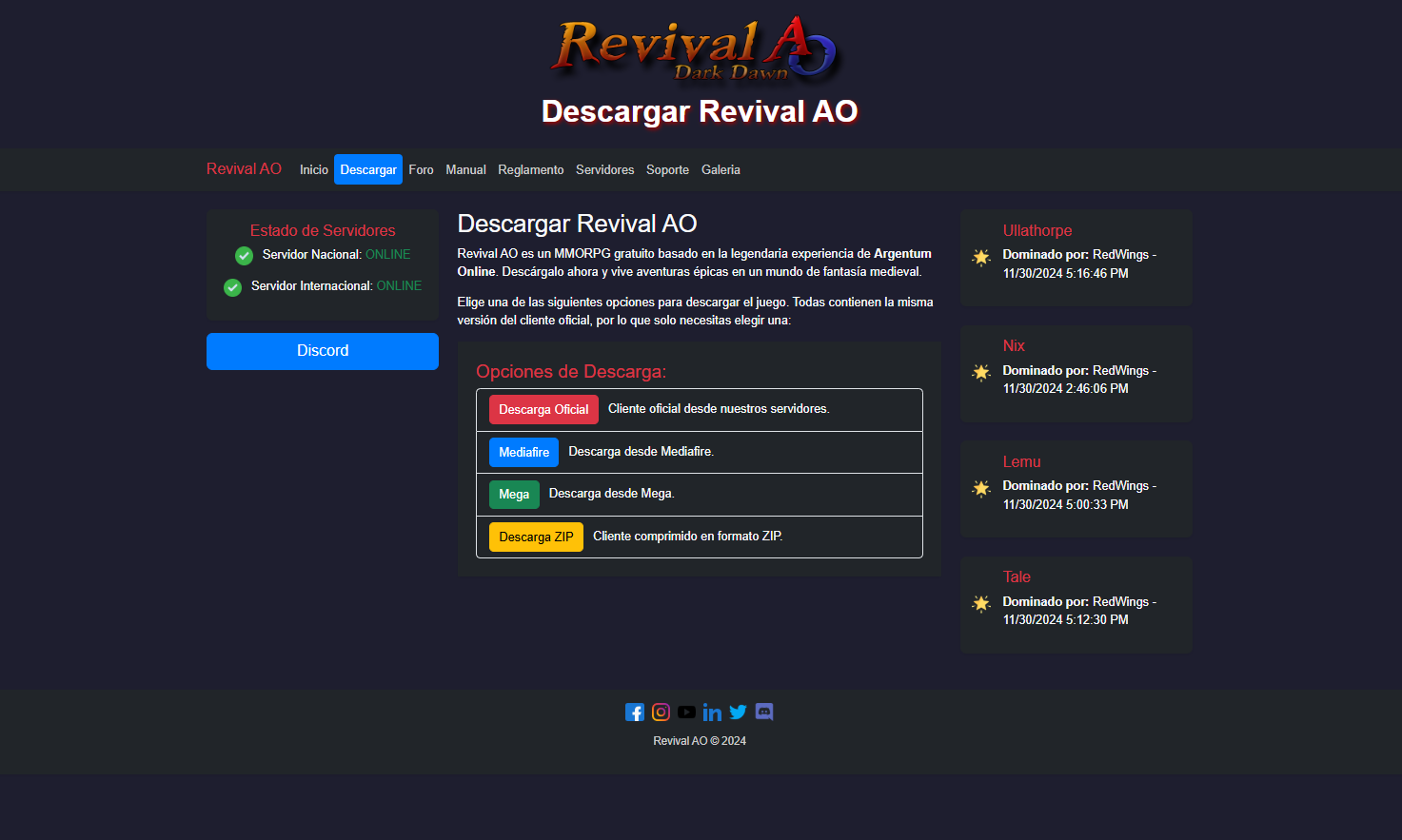 Nueva página web en Revival AO!